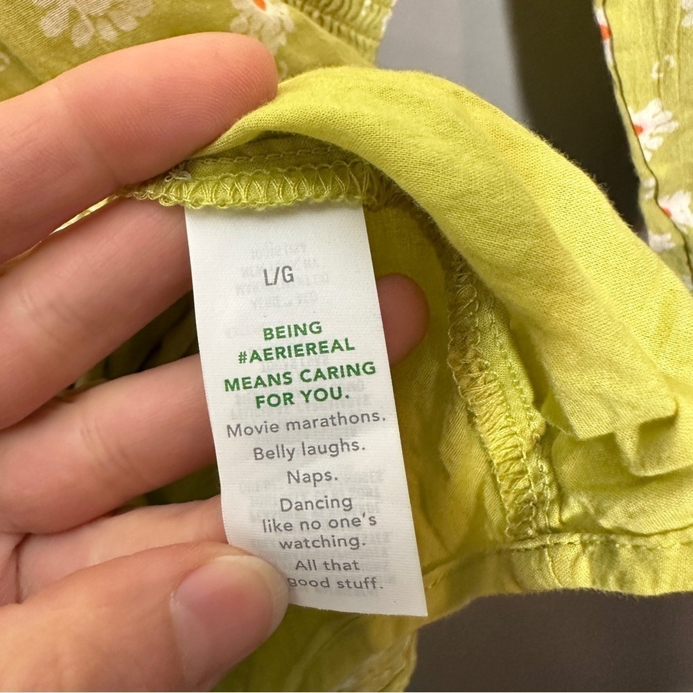 Aerie Rock N’ Ruffle Lime green floral print mini dress - Picture 5 of 7